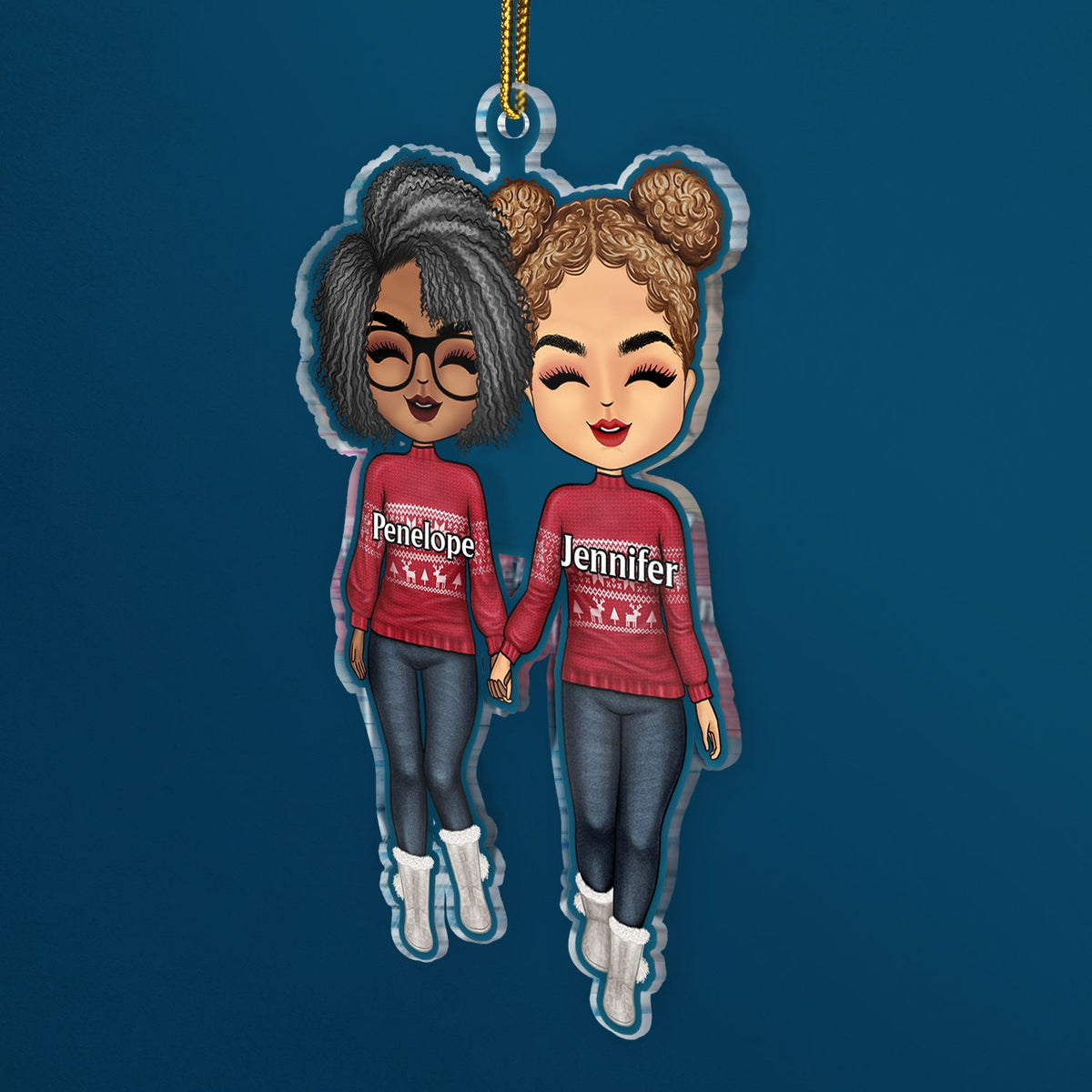 Couple marchant - Cadeau de Noël pour amoureux, mari, femme, couples - Décoration acrylique découpée personnalisée