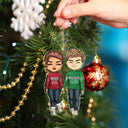 Couple marchant - Cadeau de Noël pour amoureux, mari, femme, couples - Décoration acrylique découpée personnalisée