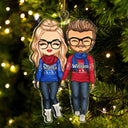 Couple marchant - Cadeau de Noël pour amoureux, mari, femme, couples - Décoration acrylique découpée personnalisée