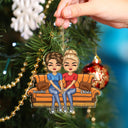 Couple Sitting - Christmas Gift For Lover, Husband, Wife, Couples - Personalized Cutout Acrylic Ornament