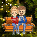 Couple Sitting - Christmas Gift For Lover, Husband, Wife, Couples - Personalized Cutout Acrylic Ornament