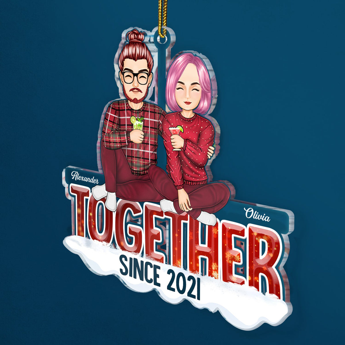 Ensemble depuis - Cadeau de Noël pour couples - Décoration acrylique découpée personnalisée