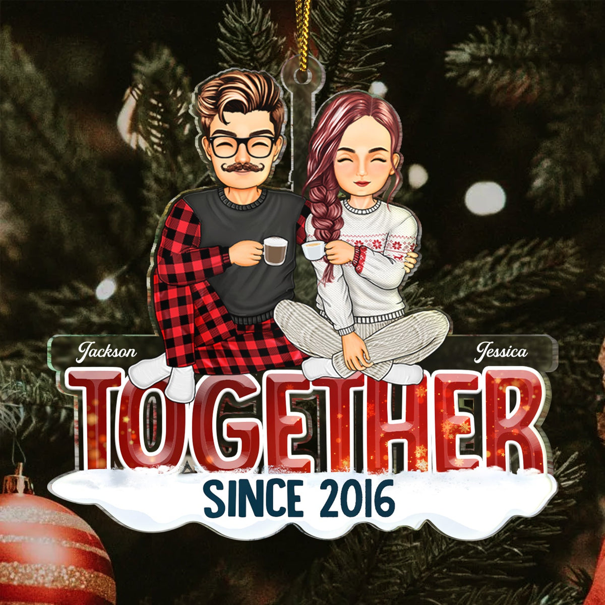 Ensemble depuis - Cadeau de Noël pour couples - Décoration acrylique découpée personnalisée