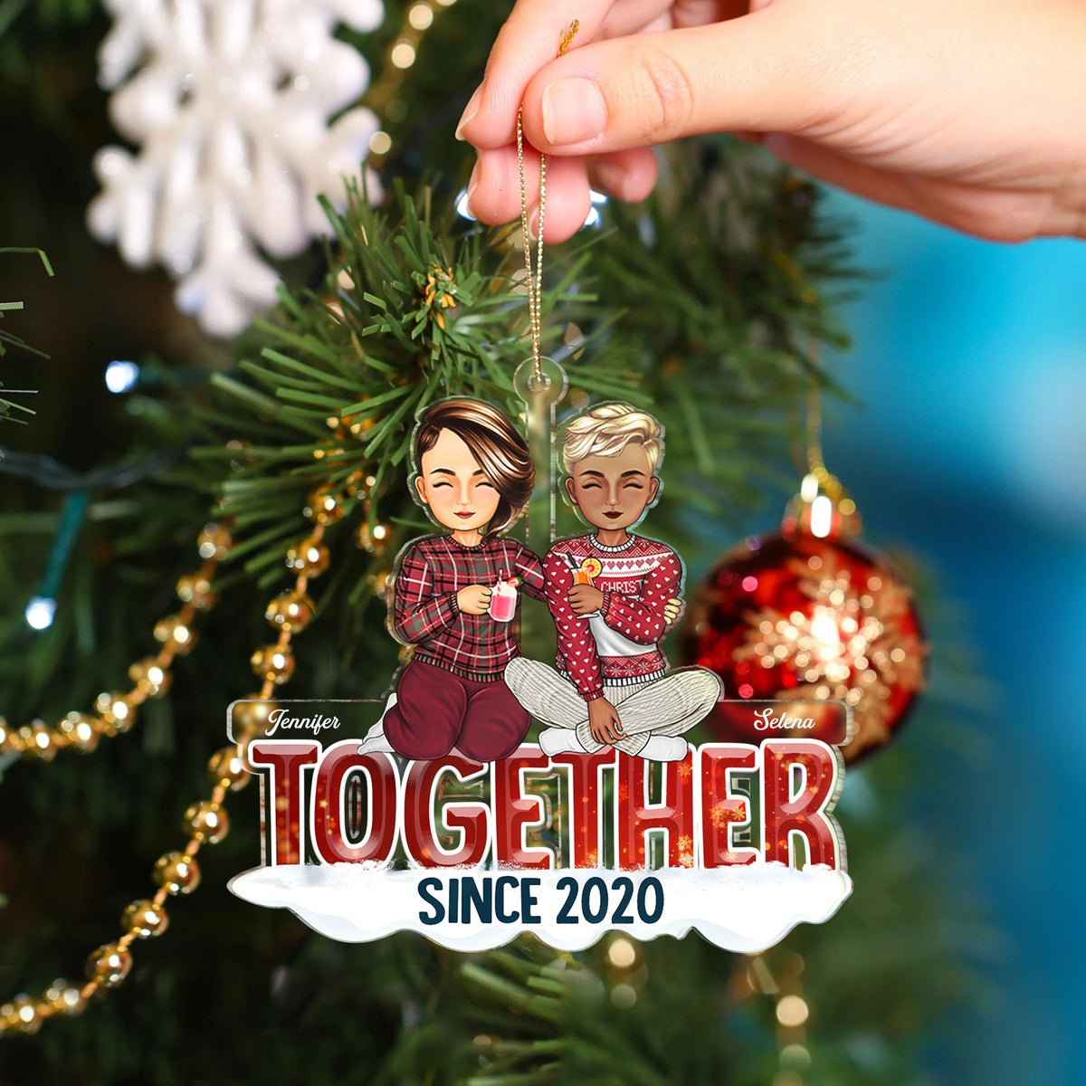 Ensemble depuis - Cadeau de Noël pour couples - Décoration acrylique découpée personnalisée