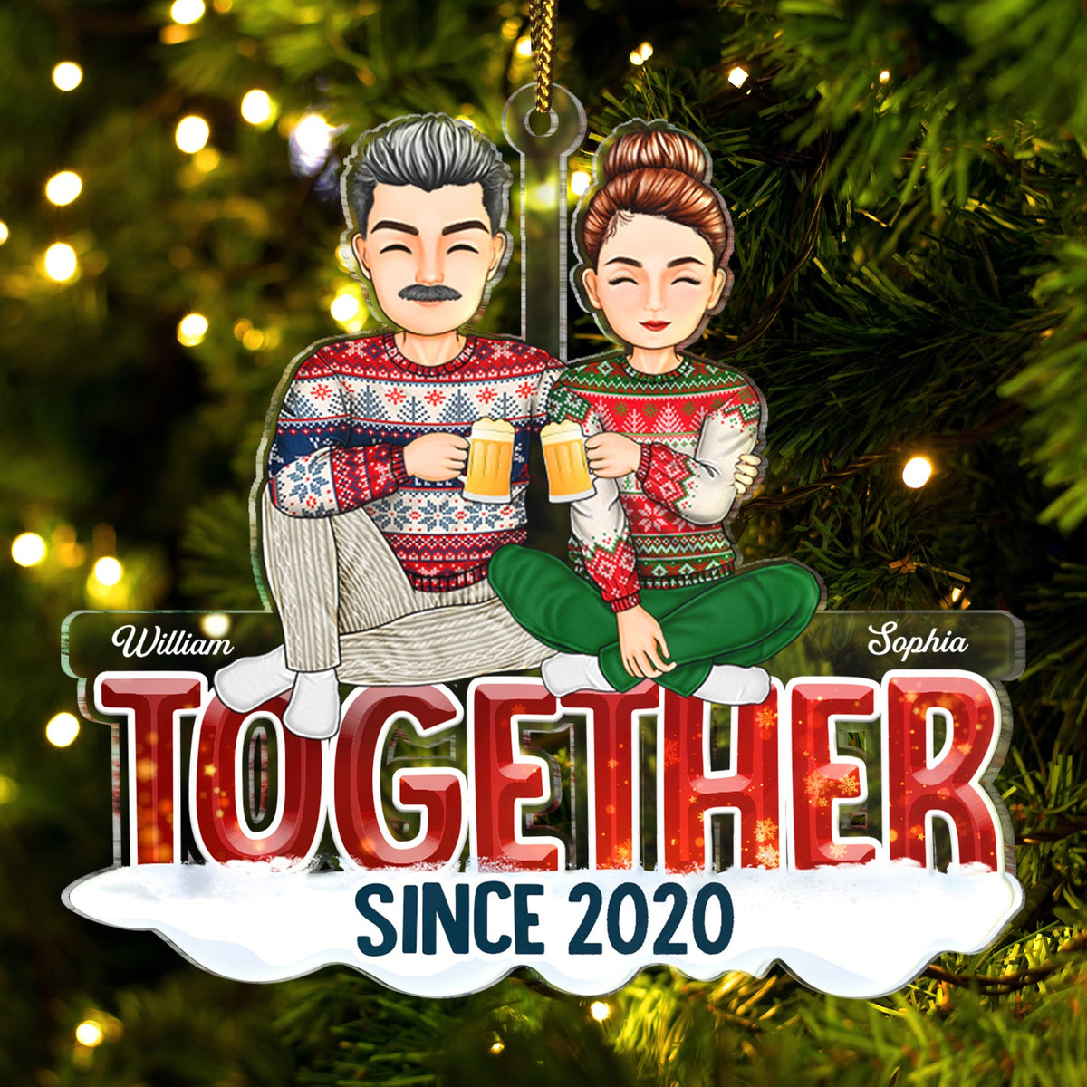 Ensemble depuis - Cadeau de Noël pour couples - Décoration acrylique découpée personnalisée