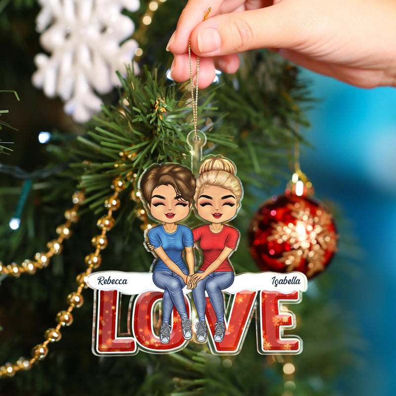 Amour mari et femme - Cadeau de Noël pour couples - Décoration acrylique découpée personnalisée