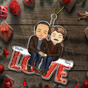 Amour mari et femme - Cadeau de Noël pour couples - Décoration acrylique découpée personnalisée