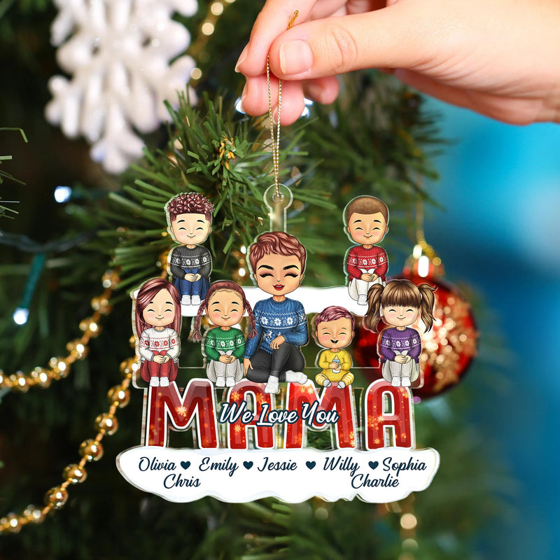 We Love You - Christmas Gift For Mothers And Grandma - Personalized Cutout Acrylic Ornament
