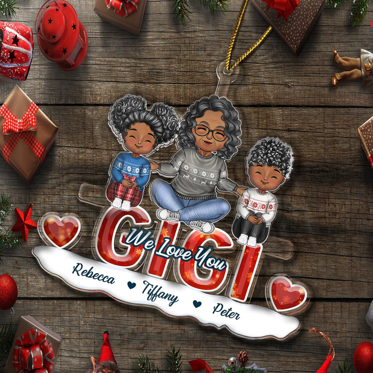 We Love You - Christmas Gift For Mothers And Grandma - Personalized Cutout Acrylic Ornament