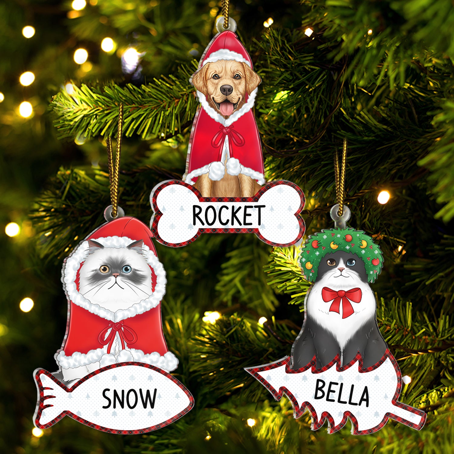 Funny Dog Cat - Christmas Gift For Pet Lovers - Personalized Cutout Acrylic Ornament