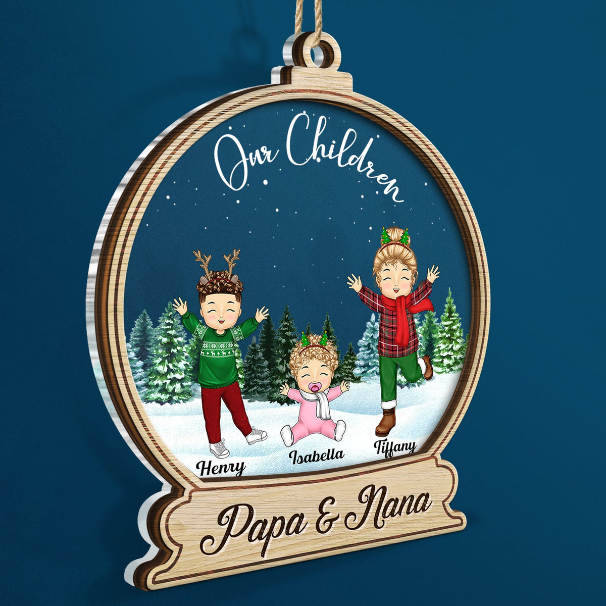 Happy Our Grandkids - Christmas Gift For Grandparents, Parents, Family - Personalized 2-Layered Mix Ornament