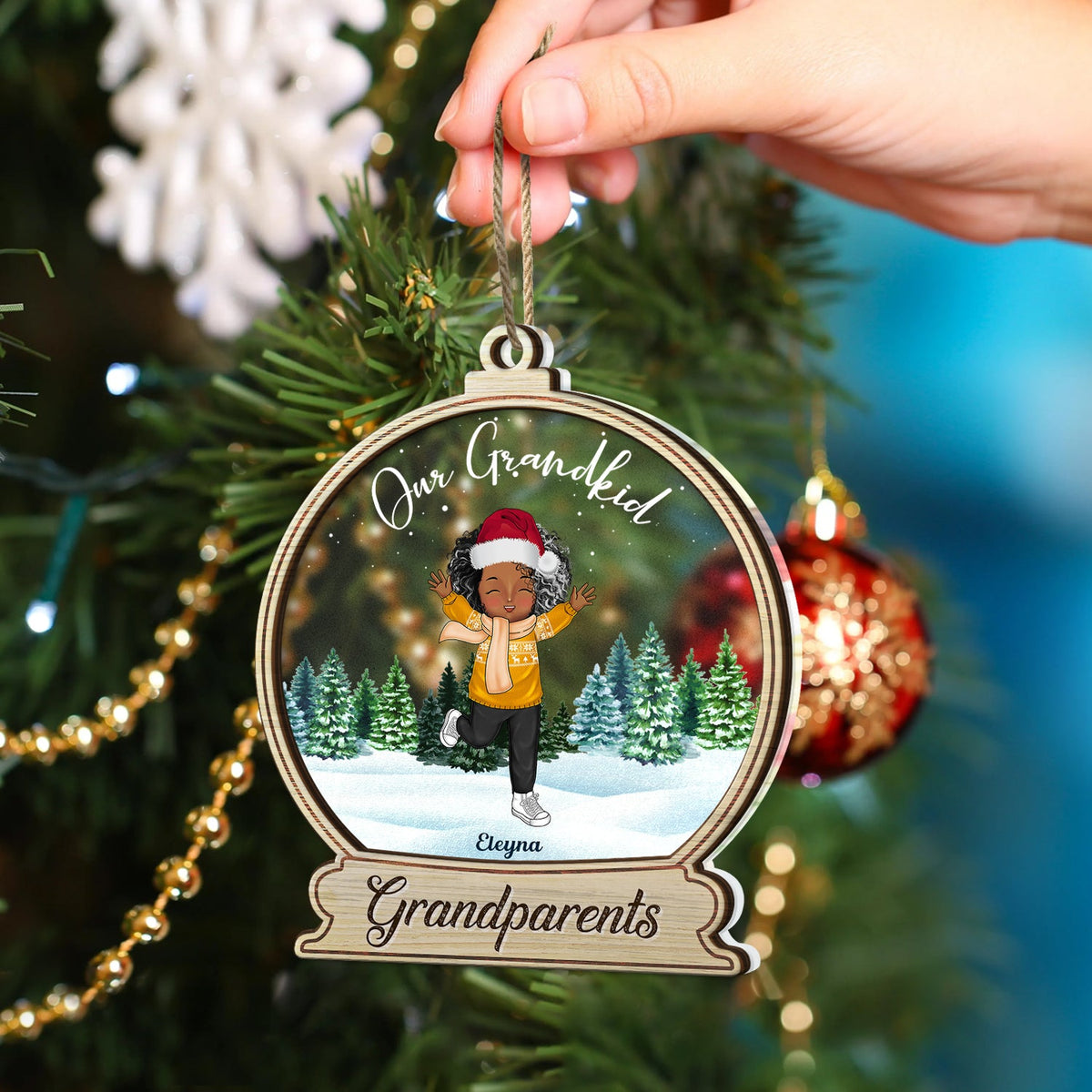 Happy Our Grandkids - Christmas Gift For Grandparents, Parents, Family - Personalized 2-Layered Mix Ornament