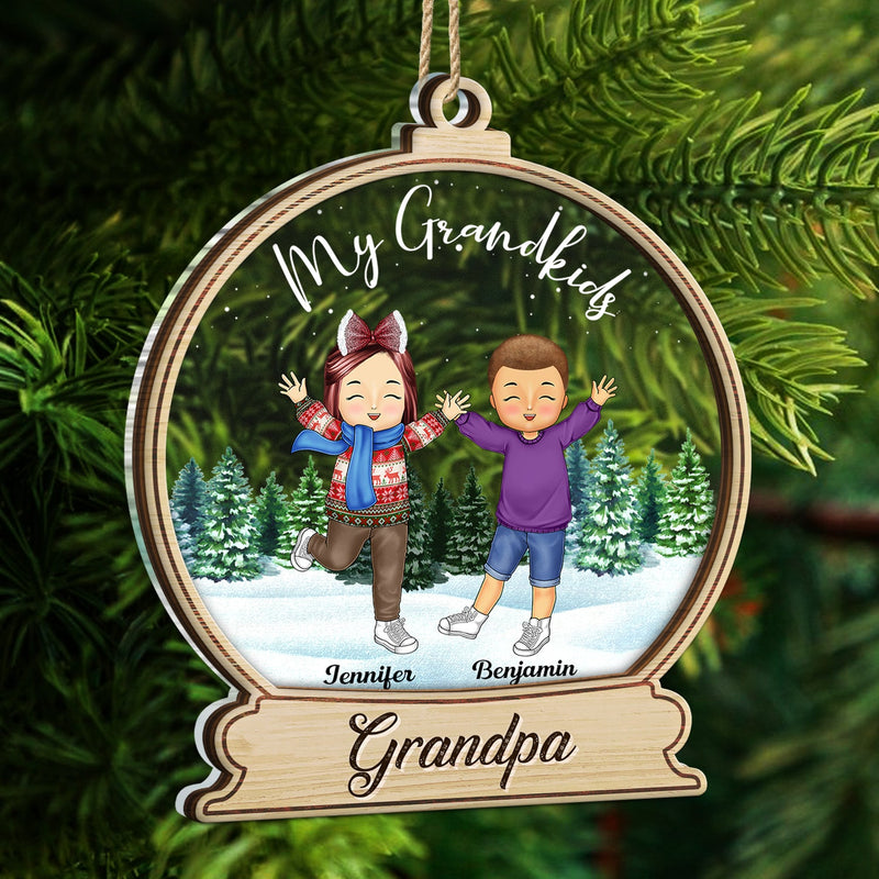 Happy Our Grandkids - Christmas Gift For Grandparents, Parents, Family - Personalized 2-Layered Mix Ornament