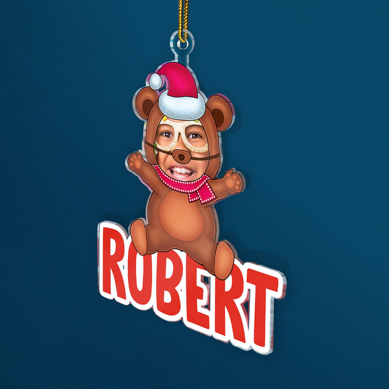 Custom Photo Christmas Cosplay Grandkids - Christmas, Loving Gift For Grandpa, Grandma, Grandparents - Personalized Cutout Acrylic Ornament