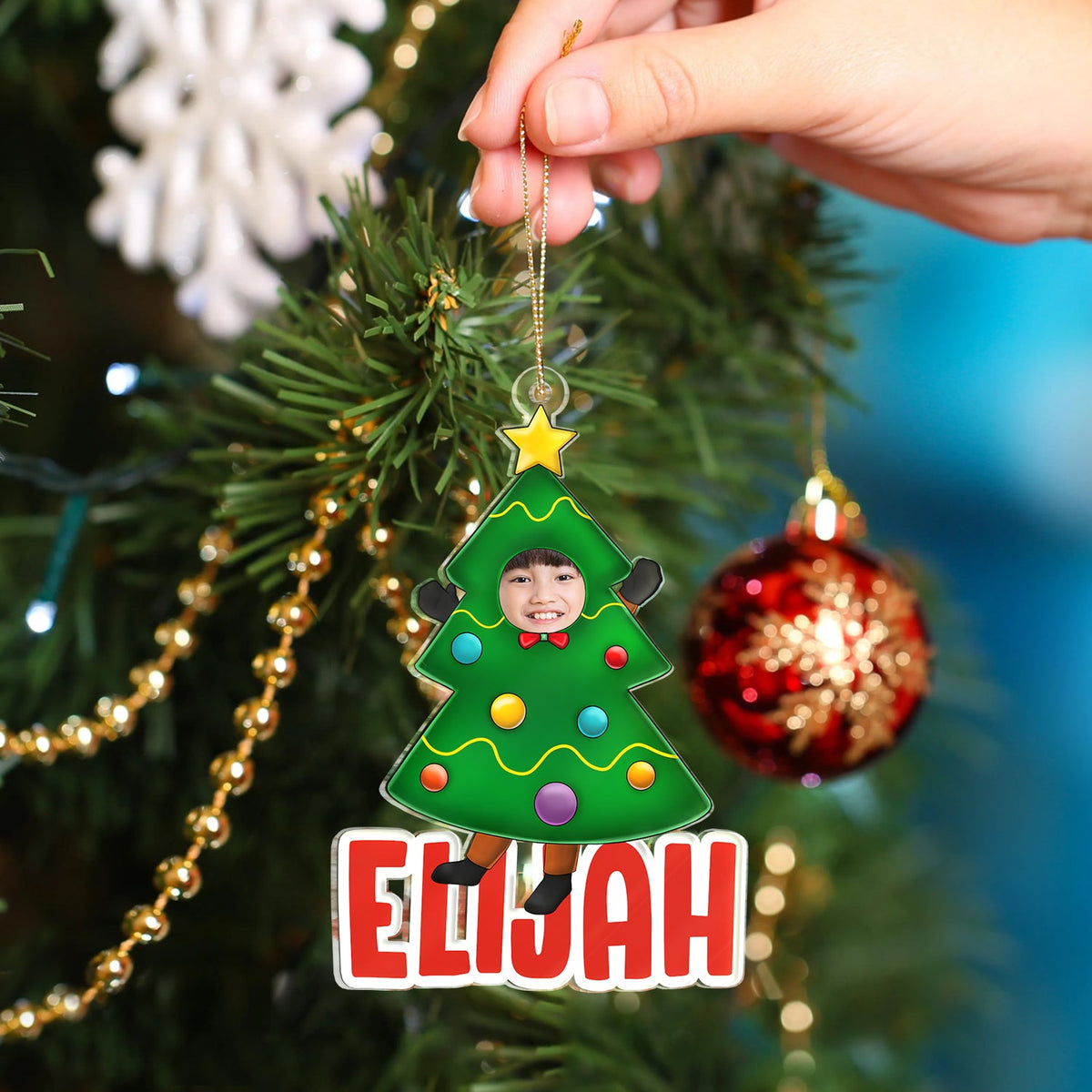 Custom Photo Christmas Cosplay Grandkids - Christmas, Loving Gift For Grandpa, Grandma, Grandparents - Personalized Cutout Acrylic Ornament