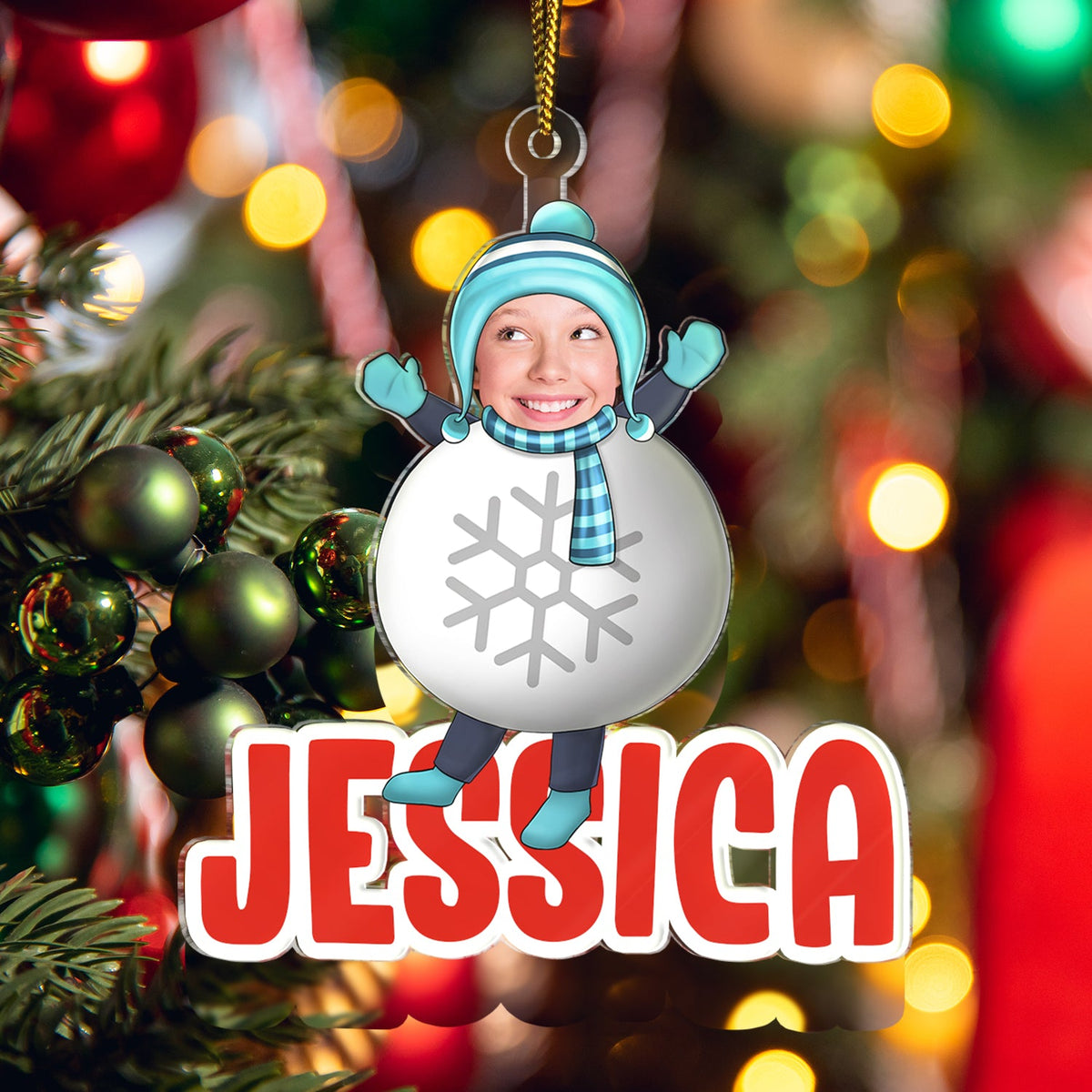 Custom Photo Christmas Cosplay Grandkids - Christmas, Loving Gift For Grandpa, Grandma, Grandparents - Personalized Cutout Acrylic Ornament