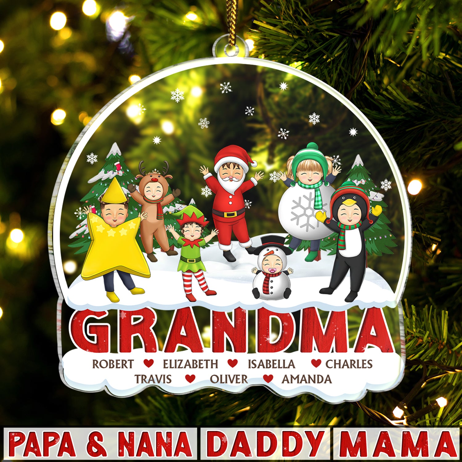 Christmas Cosplay Grandkids Nana Papa Mommy Dad - Loving Gift For Grandpa, Grandma, Grandparents - Personalized Custom Shaped Acrylic Ornament