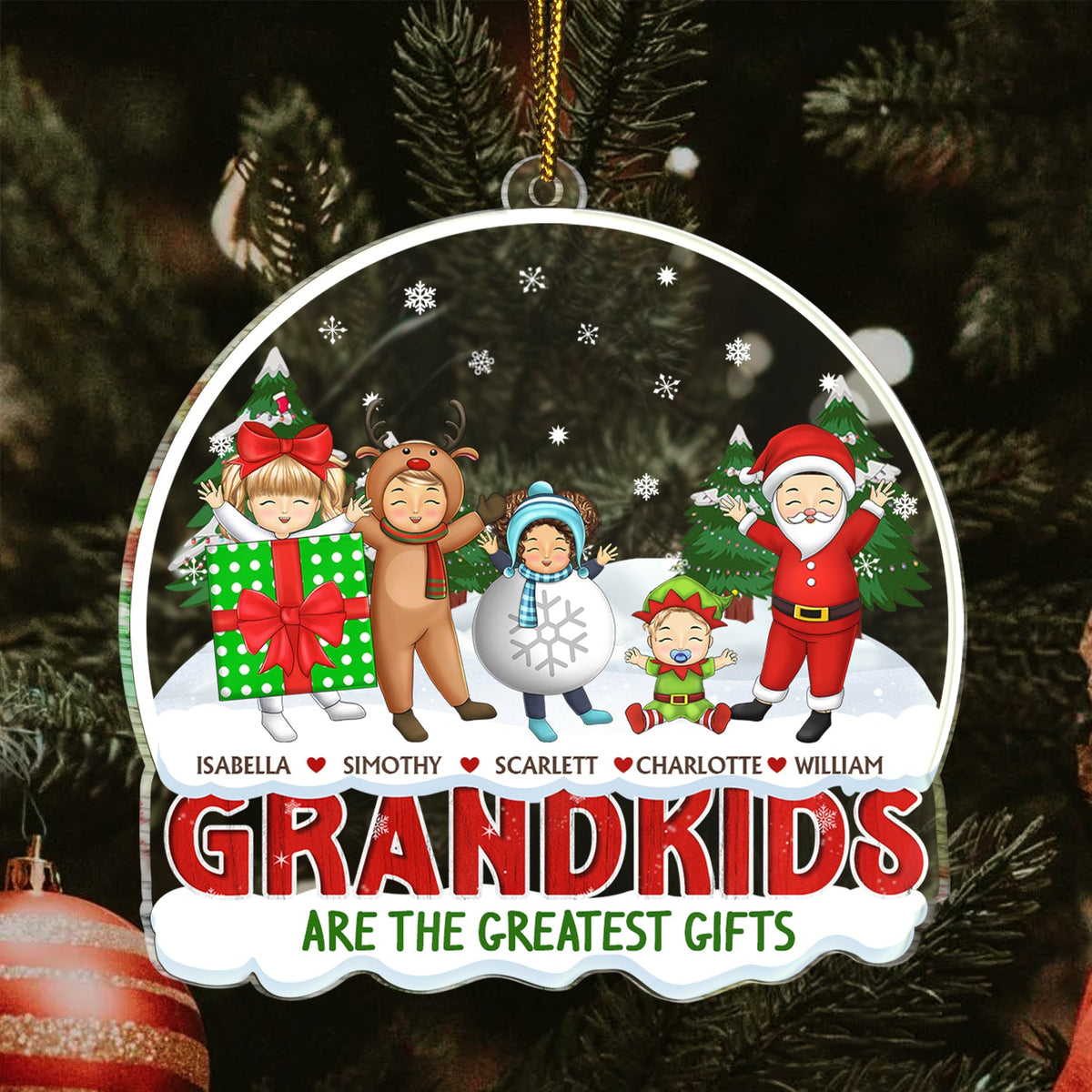 Grandkids Are The Greatest Gifts - Christmas Gift For Grandpa, Grandma, Grandparents - Personalized Custom Shaped Acrylic Ornament