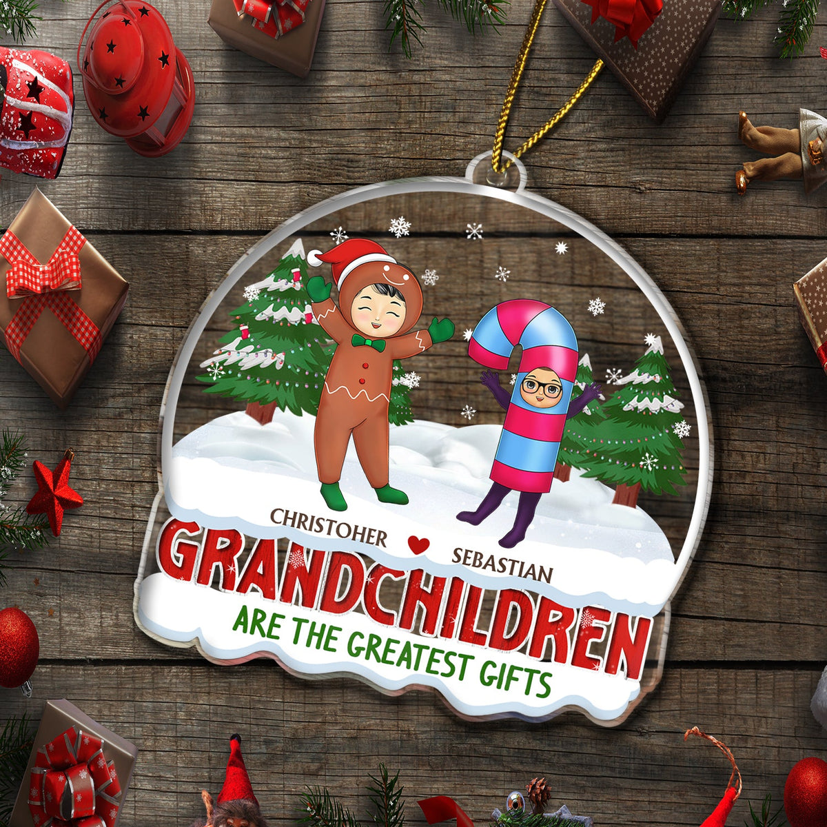 Grandkids Are The Greatest Gifts - Christmas Gift For Grandpa, Grandma, Grandparents - Personalized Custom Shaped Acrylic Ornament