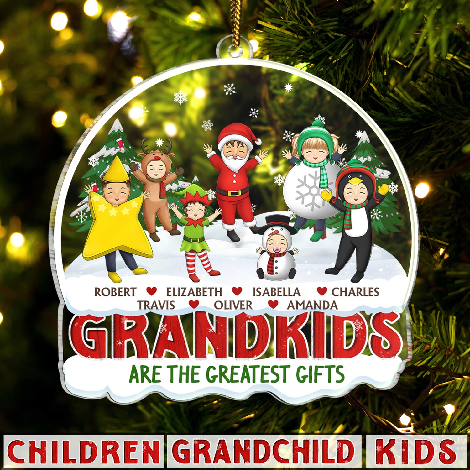 Grandkids Are The Greatest Gifts - Christmas Gift For Grandpa, Grandma, Grandparents - Personalized Custom Shaped Acrylic Ornament