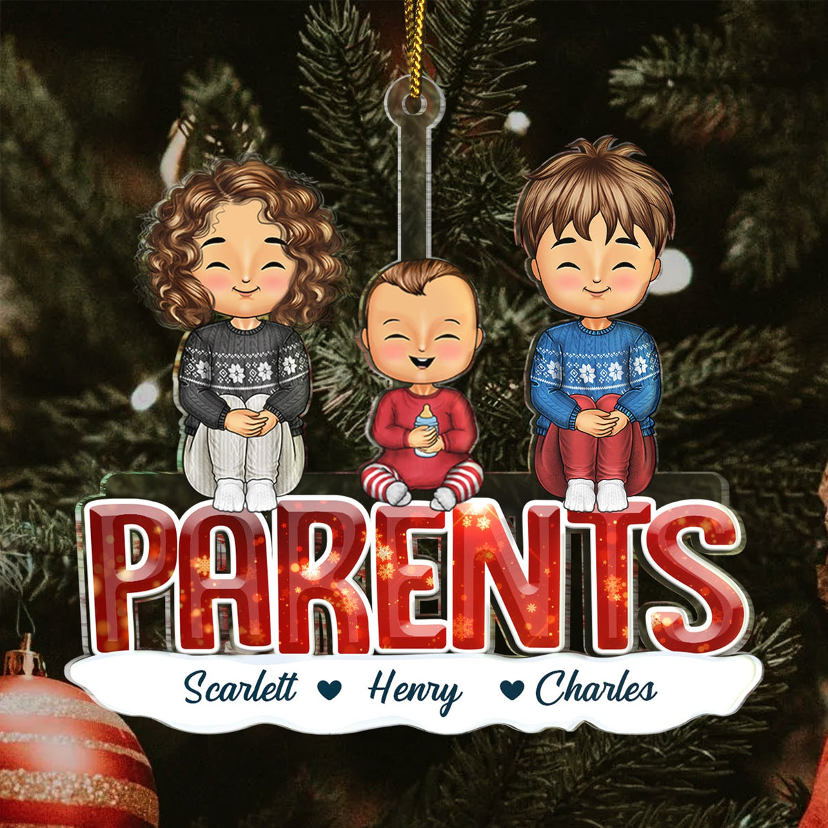 Décoration de Noël personnalisée en acrylique pour petits-enfants, grand-mère, grand-père, grand-mère, papa, maman
