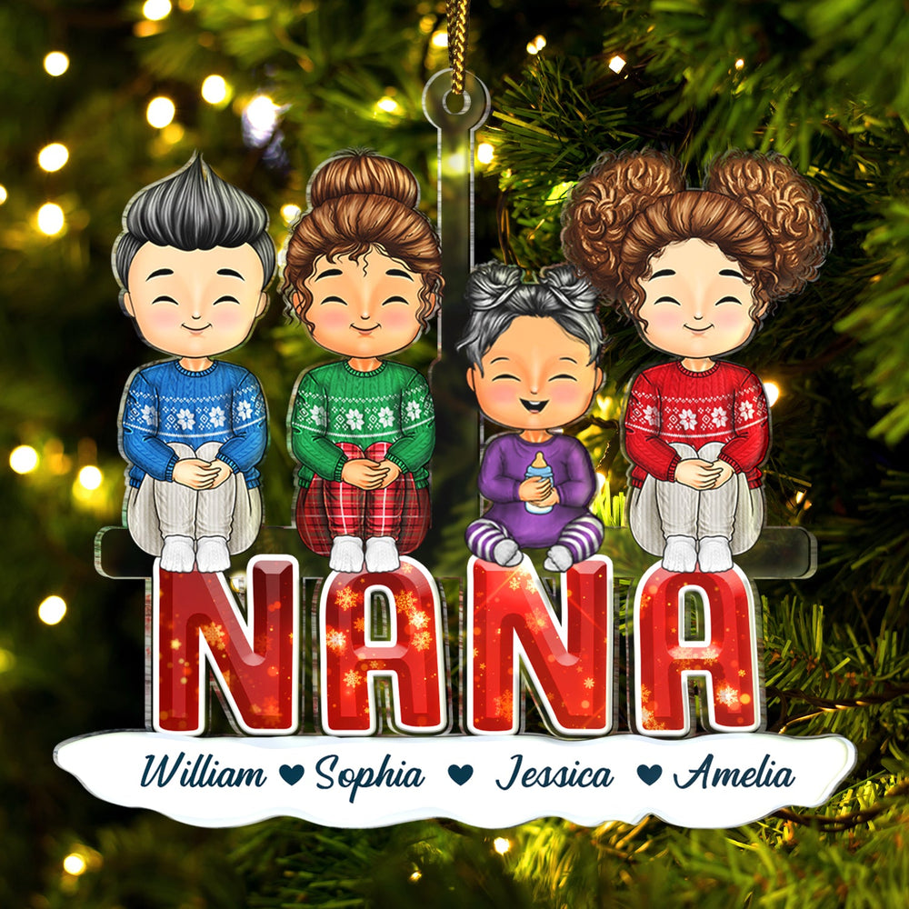 Christmas Grandkids Nana Papa Mommy Dad - Loving Gift For Grandpa, Grandma, Grandparents - Personalized Cutout Acrylic Ornament