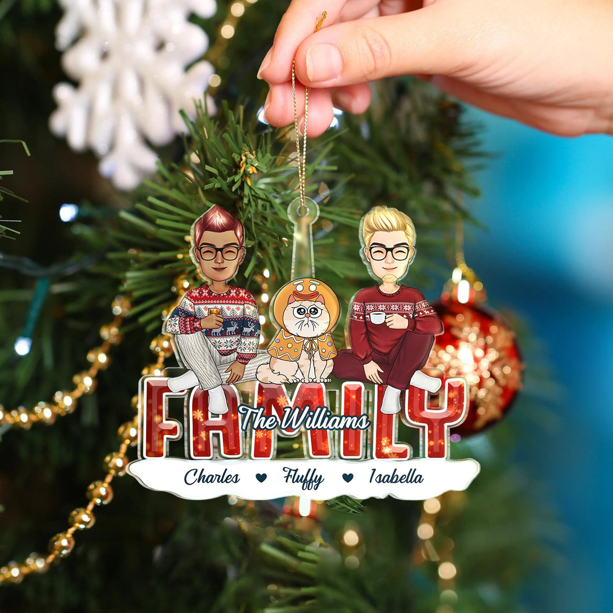 All Family - Christmas Gift For Siblings, Parents, Kids, Pet Lovers - Personalized Cutout Acrylic Ornament