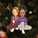 Couple Sitting Together - Christmas Gift For Husband, Wife, Lover - Personalized Cutout Acrylic Ornament