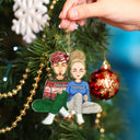 Couple Sitting Together - Christmas Gift For Husband, Wife, Lover - Personalized Cutout Acrylic Ornament