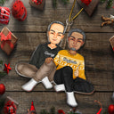 Couple Sitting Together - Christmas Gift For Husband, Wife, Lover - Personalized Cutout Acrylic Ornament