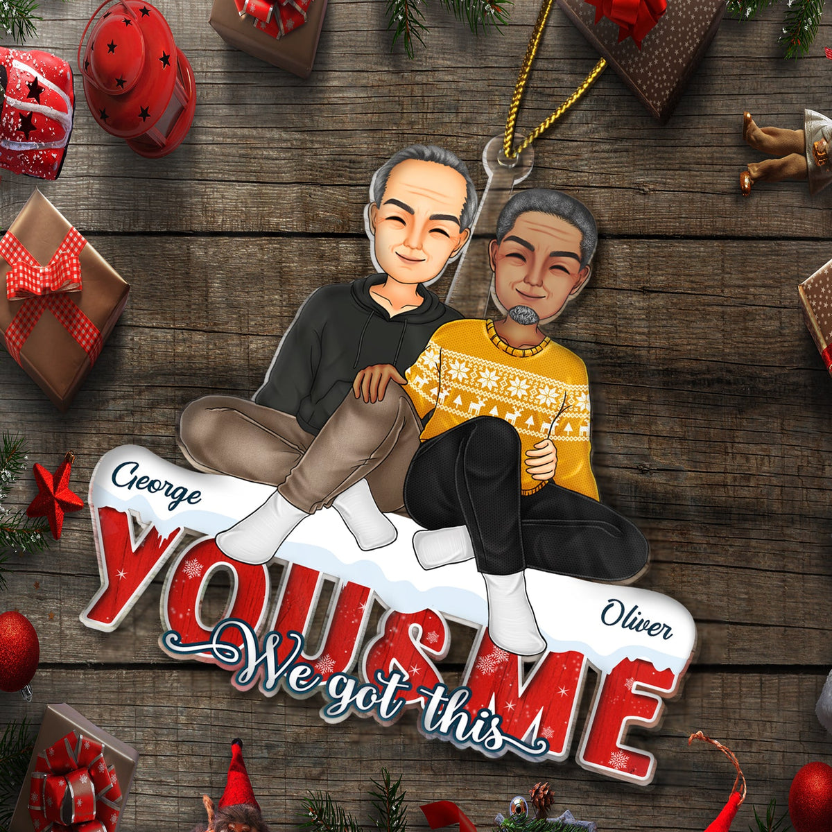 Toi et moi, on a ça ! Cadeaux de Noël pour couples, mari, femme ! Décoration en acrylique découpée personnalisée