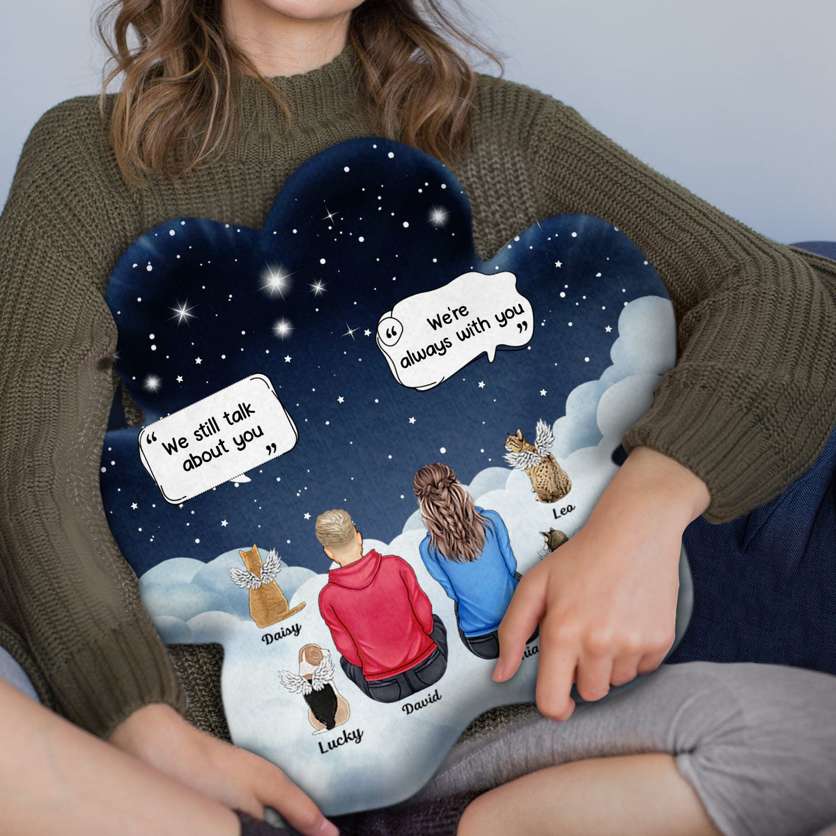 I Miss You - Memorial Gift For Pet Lovers, Dog Mom, Dog Dad, Cat Mom, Cat Dad - Personalized Paw Shaped Pillow