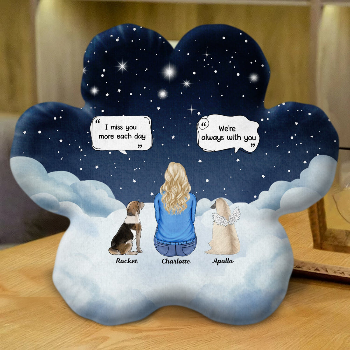 I Miss You - Memorial Gift For Pet Lovers, Dog Mom, Dog Dad, Cat Mom, Cat Dad - Personalized Paw Shaped Pillow