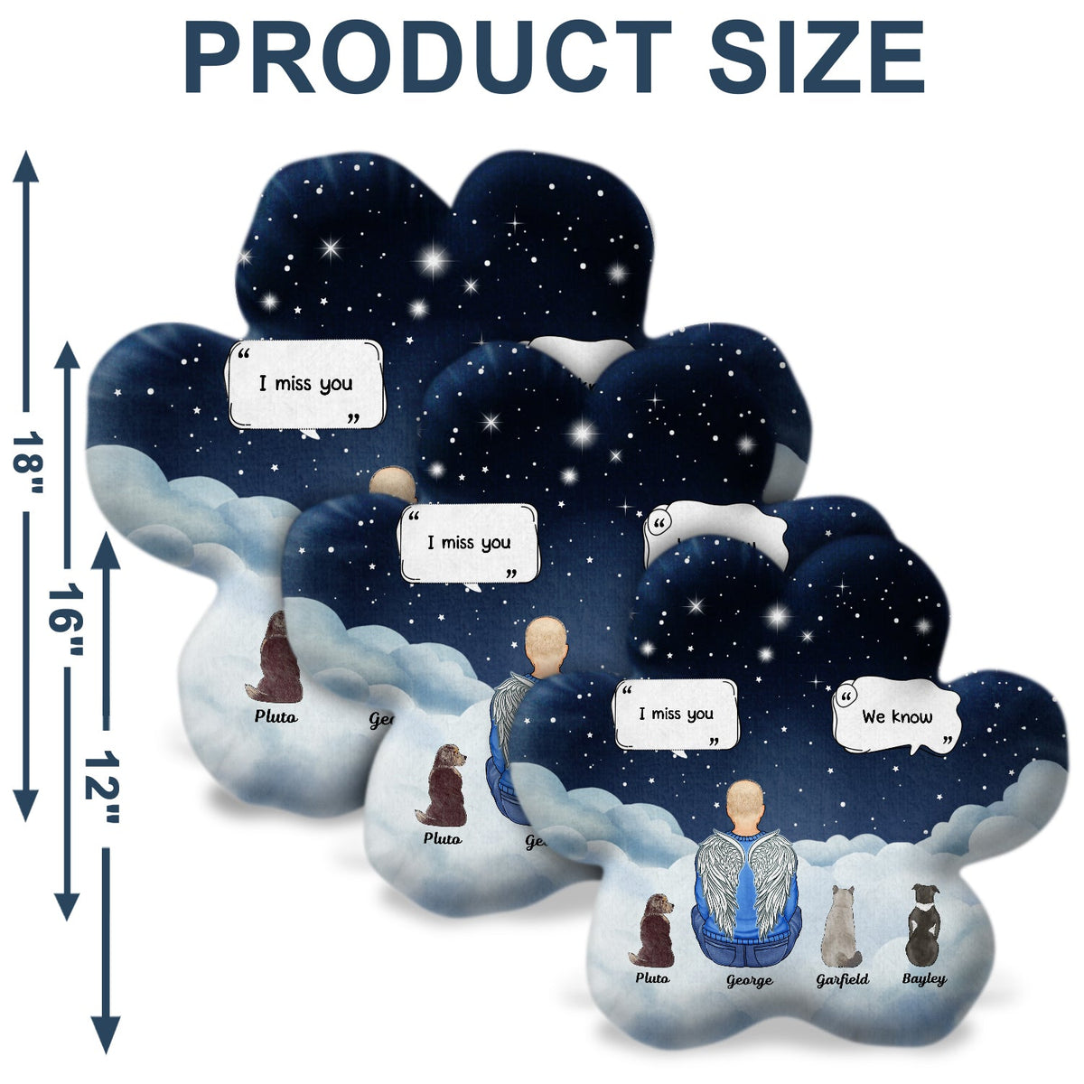 I Miss You - Memorial Gift For Pet Lovers, Dog Mom, Dog Dad, Cat Mom, Cat Dad - Personalized Paw Shaped Pillow