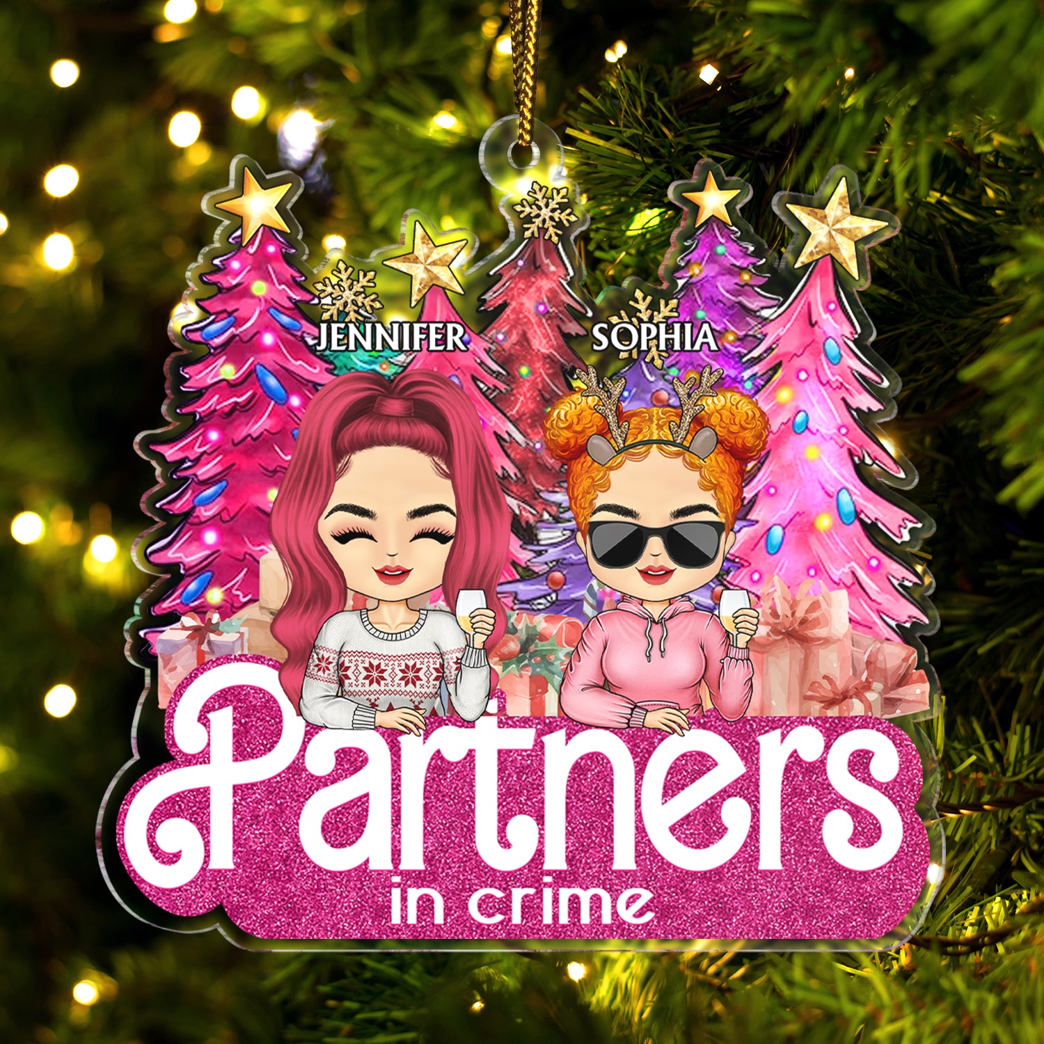 Neighbor, if friendship were a crimeChristmas Ornament – Joyful