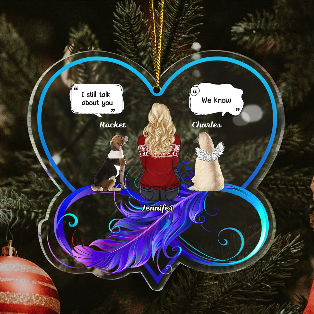 I Miss You - Memorial, Christmas Gift For Pet Lovers, Dog Mom, Dog Dad, Cat Mom, Cat Dad - Personalized Custom Shaped Acrylic Ornament