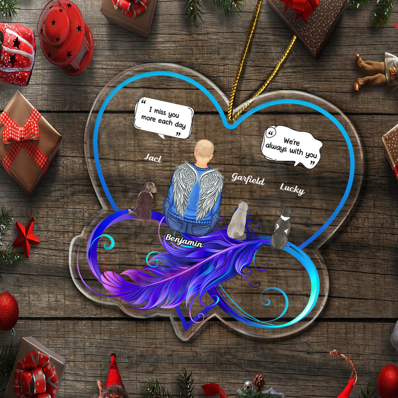 I Miss You - Memorial, Christmas Gift For Pet Lovers, Dog Mom, Dog Dad, Cat Mom, Cat Dad - Personalized Custom Shaped Acrylic Ornament