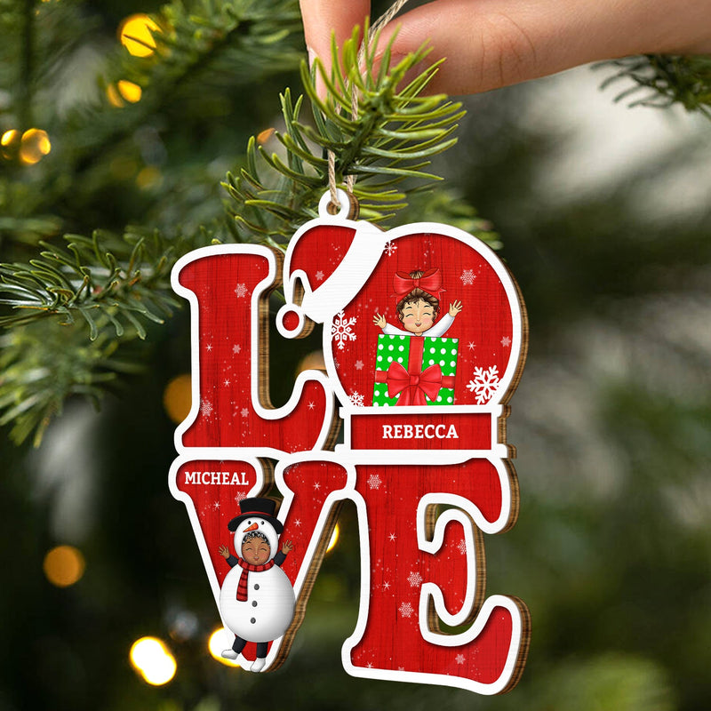 Love Grandkids - Christmas, Loving Gift For Grandpa, Grandma, Grandparents - Personalized Wooden Cutout Ornament