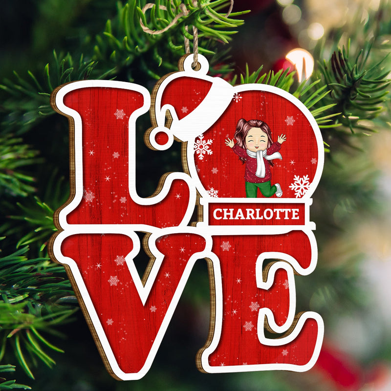 Love Grandkids - Christmas, Loving Gift For Grandpa, Grandma, Grandparents - Personalized Wooden Cutout Ornament