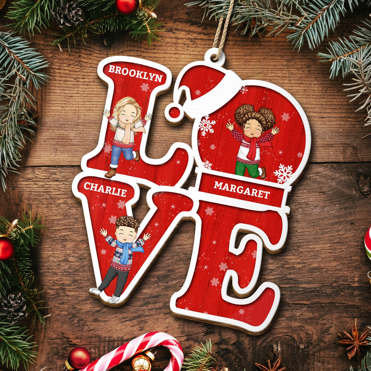 Love Grandkids - Christmas, Loving Gift For Grandpa, Grandma, Grandparents - Personalized Wooden Cutout Ornament