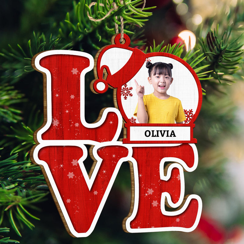 Custom Photo Love Family Kids Dogs Cats - Christmas, Loving Gift For Parents, Grandparents, Pet Lovers - Personalized Custom Shaped Wooden Ornament