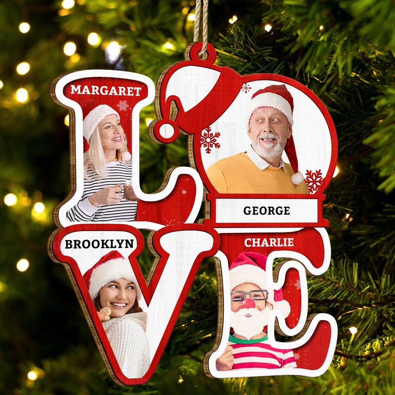Custom Photo Love Family Kids Dogs Cats - Christmas, Loving Gift For Parents, Grandparents, Pet Lovers - Personalized Custom Shaped Wooden Ornament