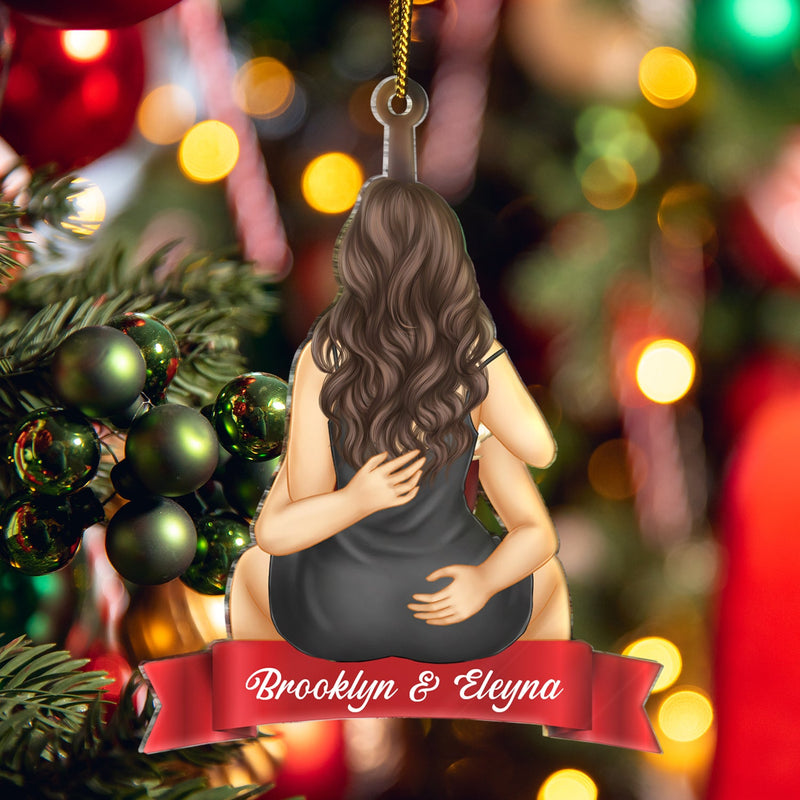 Couple Hug Kissing Verison 2 - Christmas Gift For Husband And Wife - Personalized Cutout Acrylic Ornament