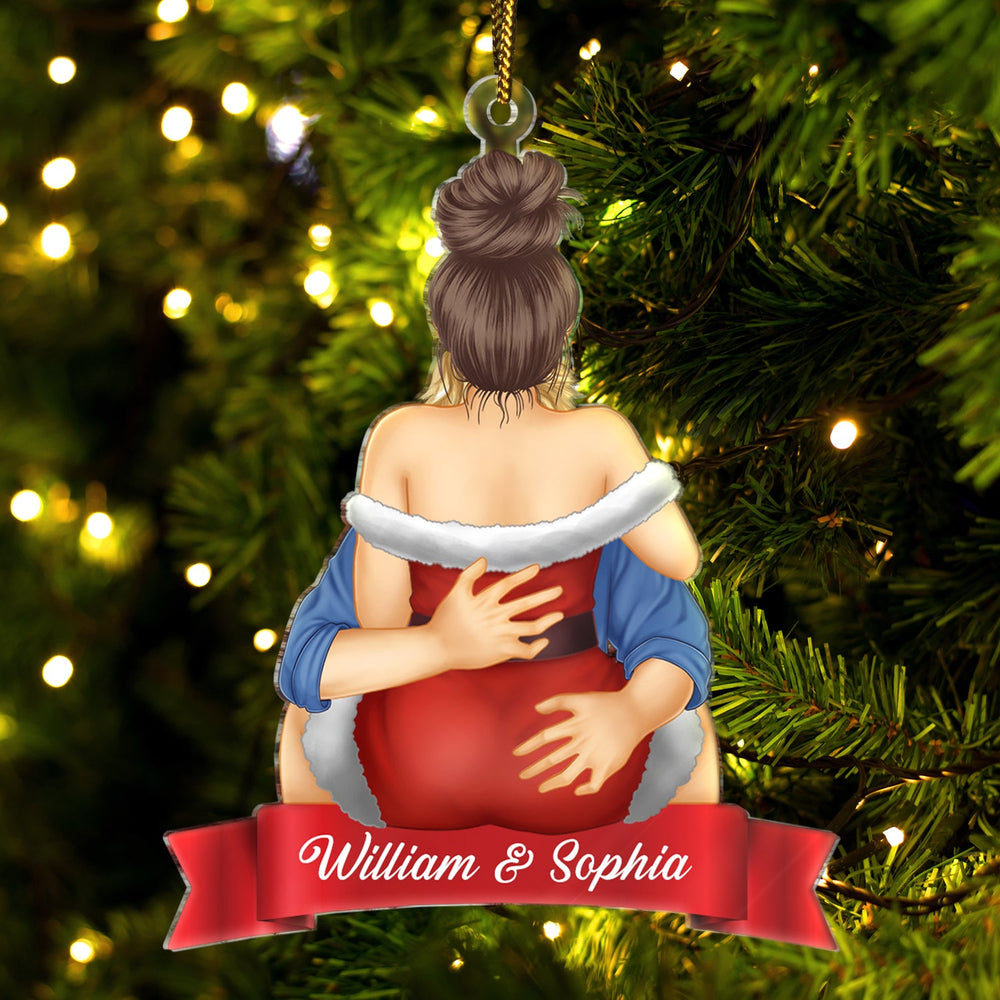 Couple Hug Kissing Verison 2 - Christmas Gift For Husband And Wife - Personalized Cutout Acrylic Ornament