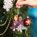 Couple Sitting Together - Christmas Gift For Husband And Wife - Personalized Cutout Acrylic Ornament