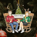 Couple Sitting On Chair Together - Christmas Gift For Husband And Wife - Personalized Cutout Acrylic Ornament