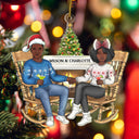 Couple Sitting On Chair Together - Christmas Gift For Husband And Wife - Personalized Cutout Acrylic Ornament