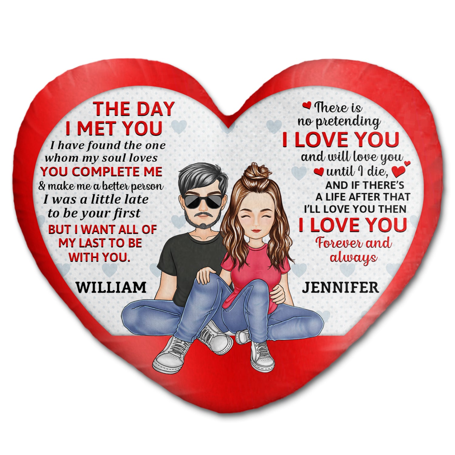 The Day I Met You - Gift For Couples, Husband And Wife - Personalized Heart Shaped Pillow