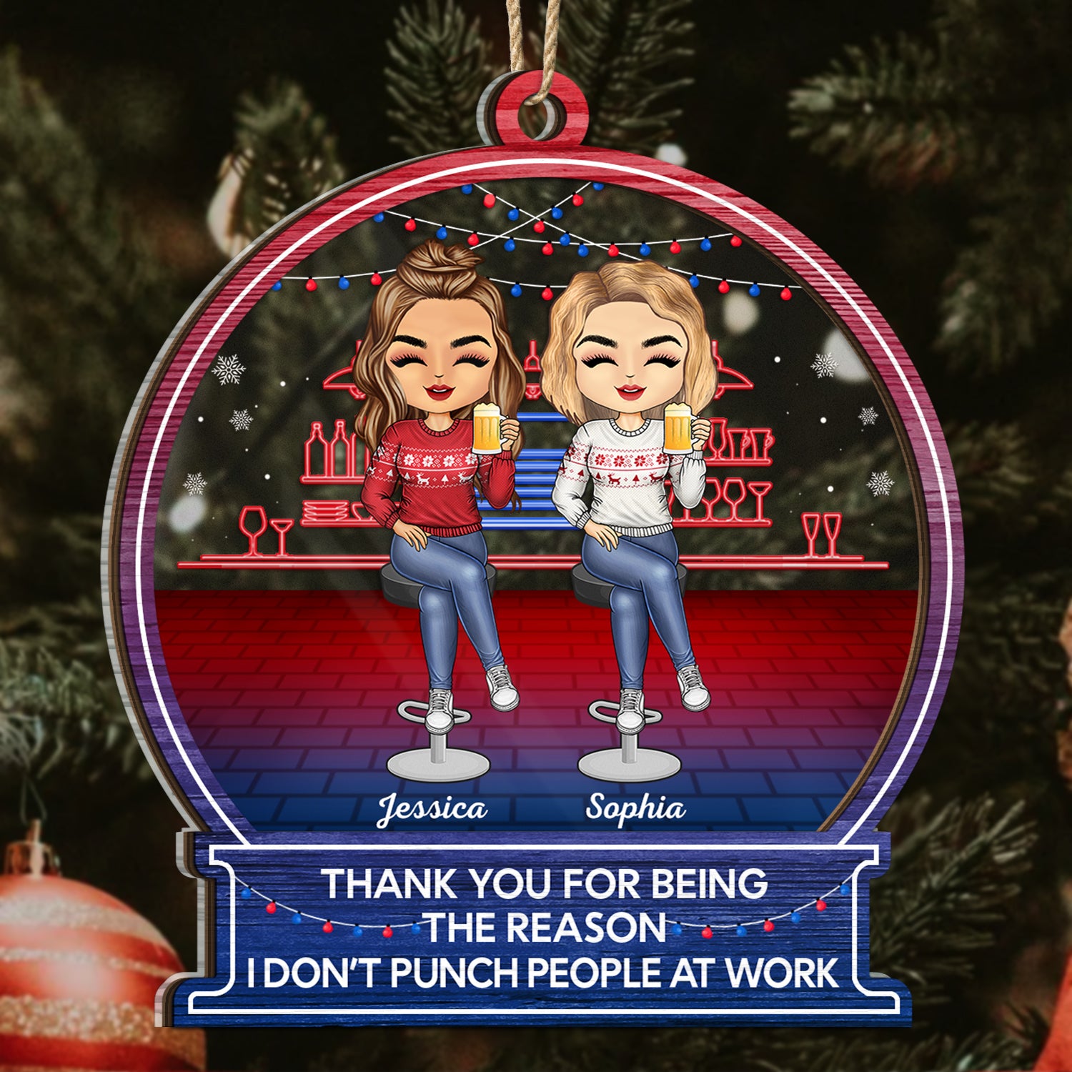 Thank You For Being The Reason - Christmas Gift For Bestie, Colleague - Personalized 2-Layered Mix Ornament