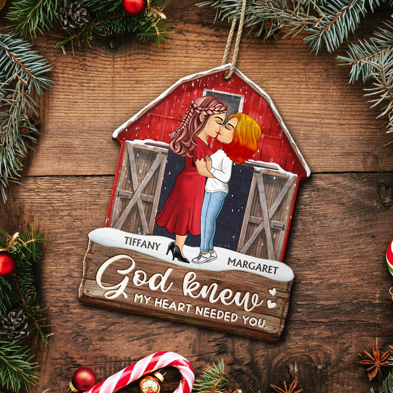 Husband And Wife God Knew My Heart Needed You - Christmas Gift For Couples - Personalized Custom Shaped Wooden Ornament